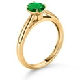thumbnail image 3 of Gem Stone King 10K Yellow Gold Green Nano Emerald Solitaire Engagement Ring for Women (0.60 Cttw, Oval 7X5MM, Gemstone May Birthstone, Available in Size 5, 6, 7, 8, 9), 3 of 4
