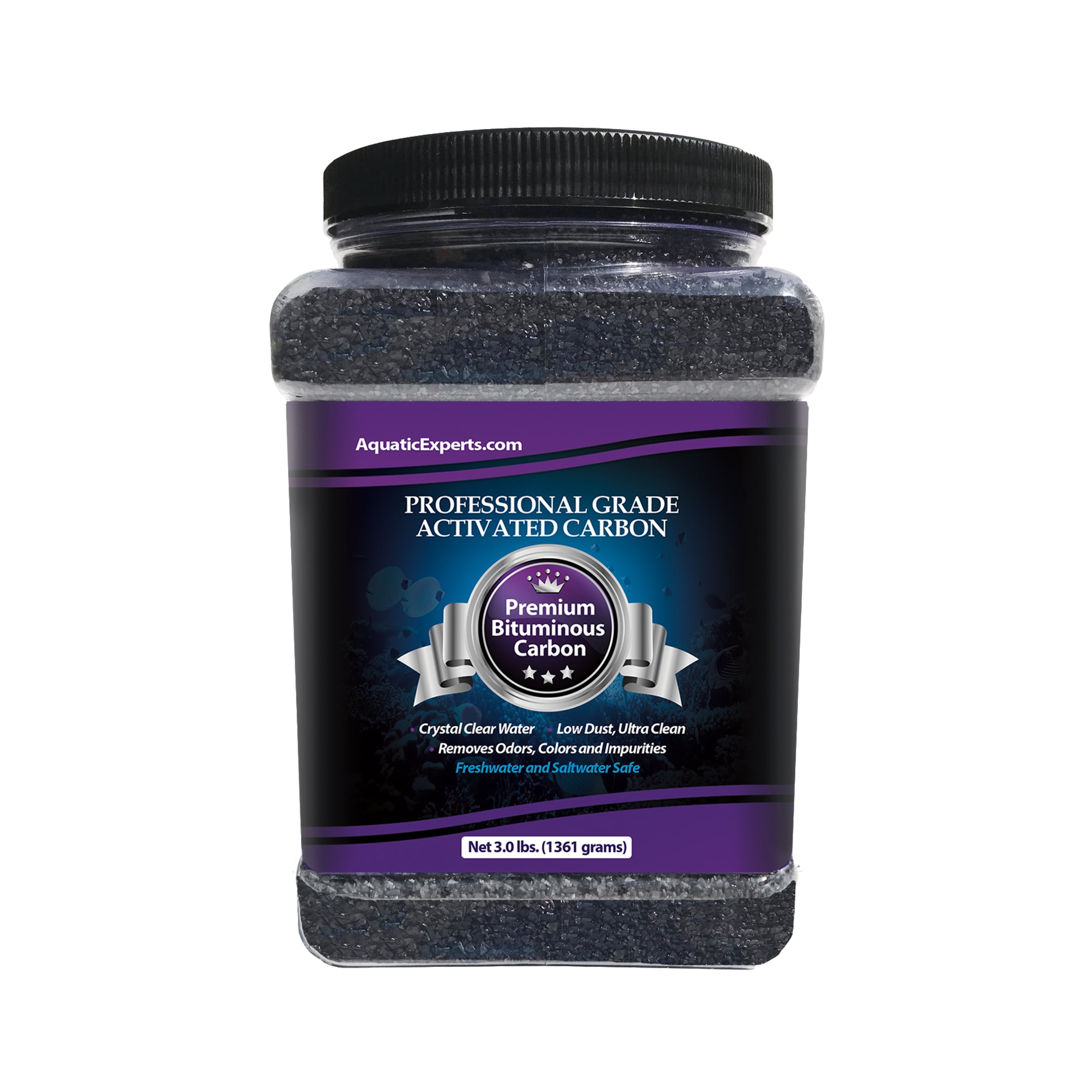 Aquatic Experts Activated Carbon, Charcoal Aquarium Filter Media, Aquarium Odor Remover, 3.0