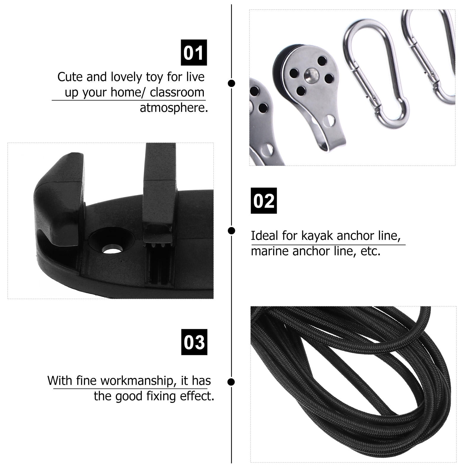 LABSERRON 1 Set Kayak Accessories for Boating and Fishing in Black 9x4.5cm