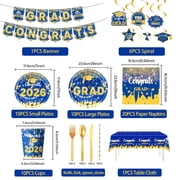 Graduation Decorations 2026 Gold Themed Set - Congrats Grad Banner, Class of 2026 Backdrop Complete Party Supplies for High School & College Celebrations