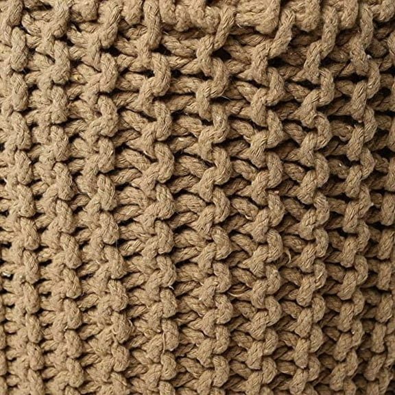 REDEARTH Pouf Ottoman - Cylindrical Knitted Poof - Cord Boho Pouffe - Cotton Round Foot Stool Puff for Home Decor - Living Room - Nursery - Bedroom - Patio - Lounge (16" x 16" x 16
