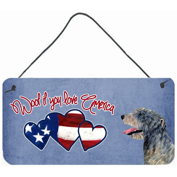 Woof if you love America Irish Wolfhound Wall or Door Hanging Prints