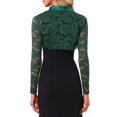thumbnail image 3 of INSPIRE CHIC Women's Lace Cropped Shrugs Stand Collar Elegant Crochet Sheer Bolero L Dark Green, 3 of 6