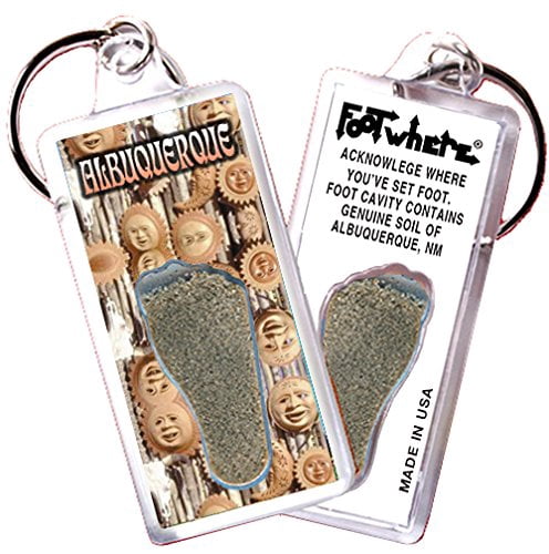 Albuquerque FootWhere Souvenir Keychains. (AQ100 - Assorted) 6 Piece Set.