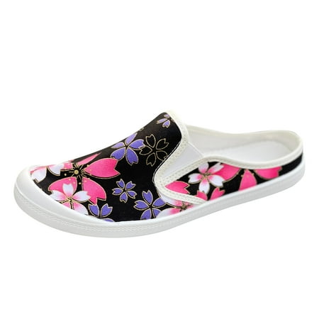 

Pimfylm Sneakers For Women Clearance Women’s Canvas Shoes Low Top Fashion Sneakers Slip on Walking Shoe Black 9
