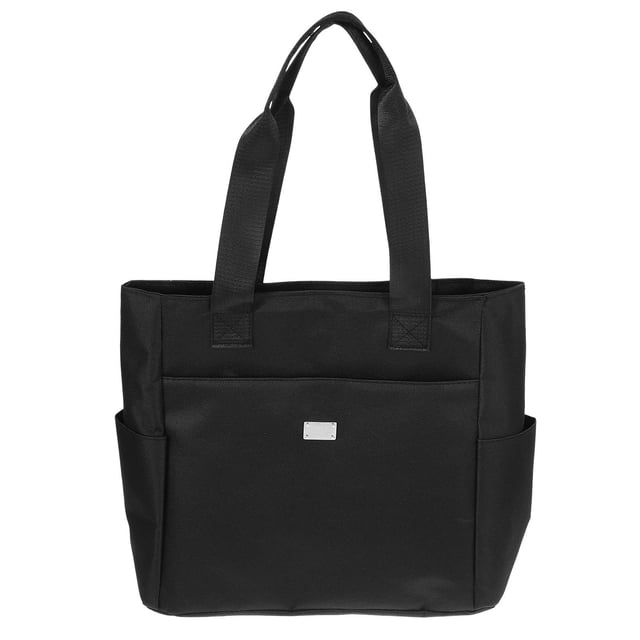 Houderco Tote De Lona Y Oxford Negro Para Mujer Con Práctico Y Espacioso Para Guardar Objetos