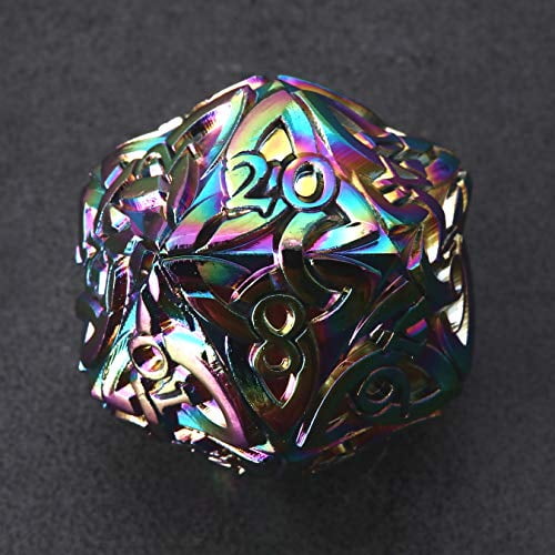 dés Chaos Endless (Arc-en-Ciel) D20 dés avec Nœuds Celtiques Métal Solide Extra Large Extra Lourd pour DnD Dungeons et Dragon Call of Cthulhu Pathfinder RPG
