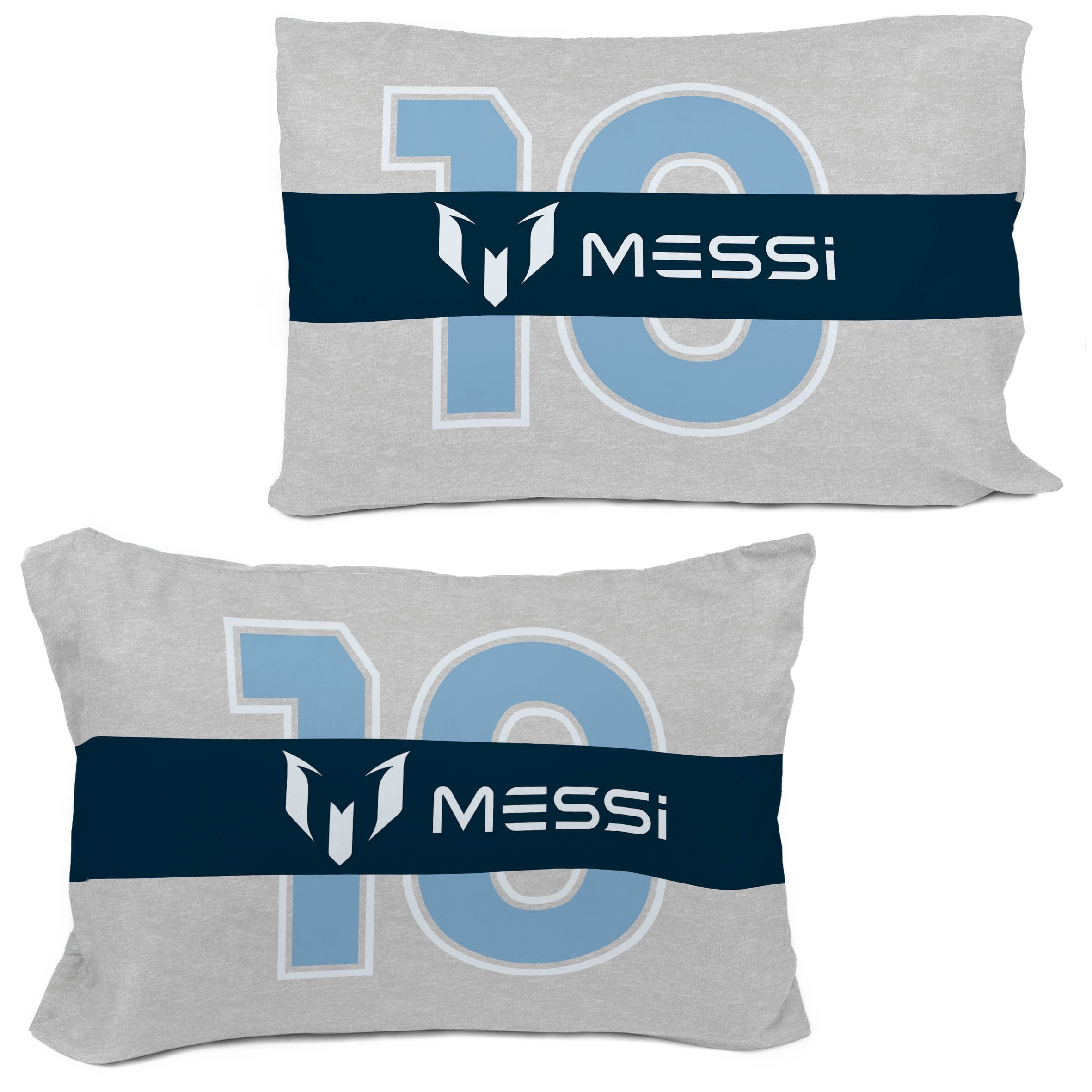 Messi Kids 2 Piece Grey Reversible Comforter and Pillowcase Set, Twin/Full