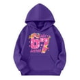 thumbnail image 3 of Kids Hoodies Sweatshirts 6 7 Six Seven Letter Hoodies Comfortable Girls Long Sleeve Hooded Sweatshirt With Print And Pocket Pullover For Play And Everyday Wear Dark Purple 160(11-12 Years), 3 of 5