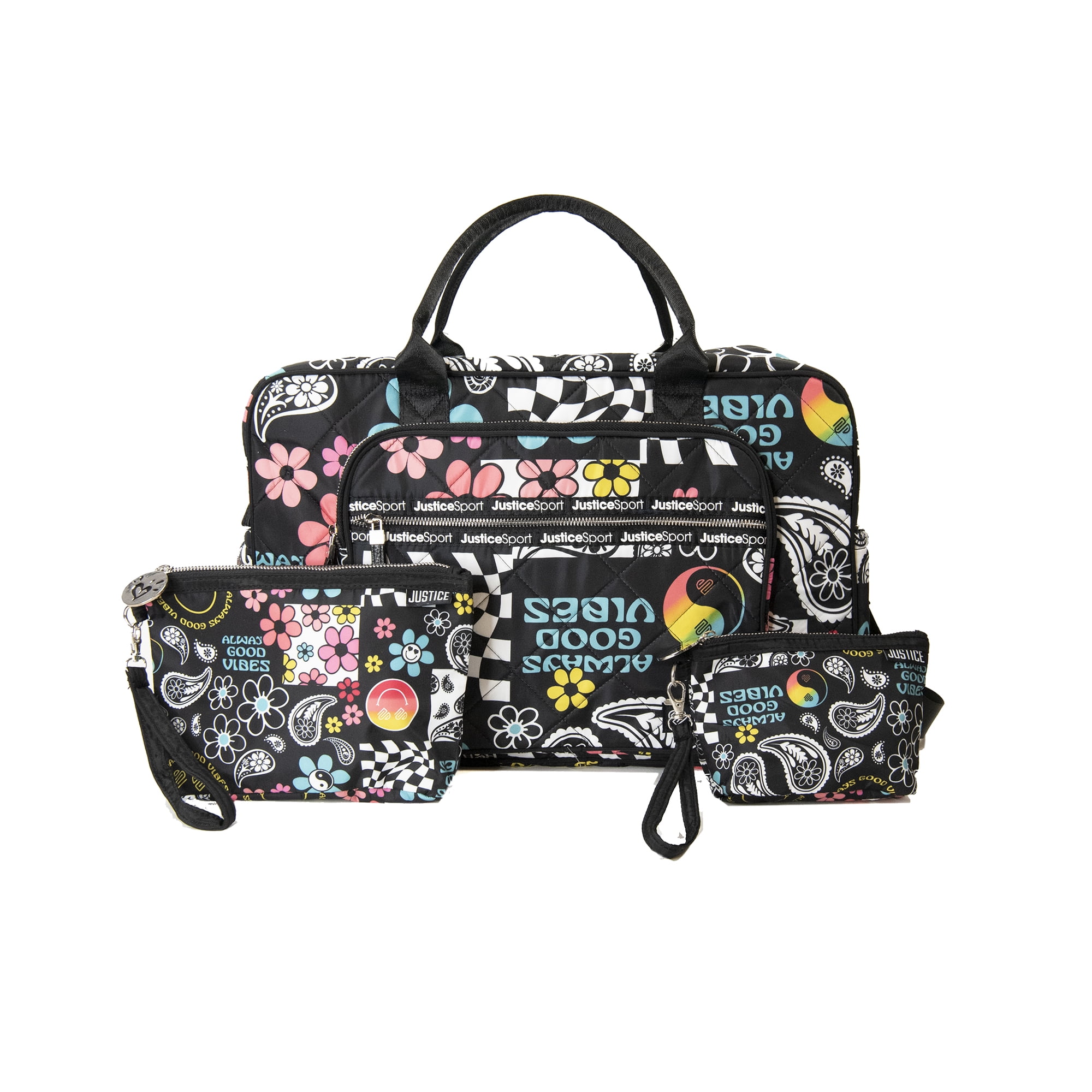 Justice Girls Kitsch Icon Print Weekender Duffle Bag, 3-Piece Set Multi-Color