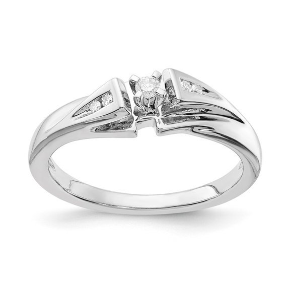 Primal Silver Sterling Silver High Polished Diamond Promise Ring