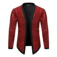 thumbnail image 2 of Lilgiuy Men Casual Solid Long Sleeve Sequin Dance Dress Cardigan Jacket Wine Fall Fashion for 2022 Spring Winter, 2 of 5