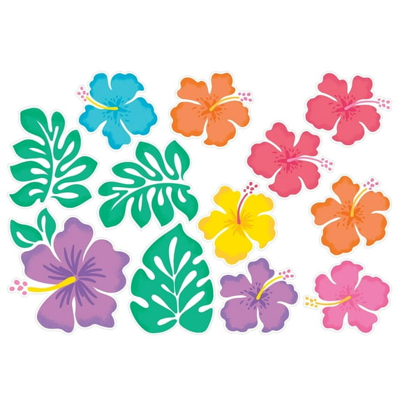 Summer Hibiscus Flower Tropical Beach Luau Theme Party Decoration Paper Cutouts