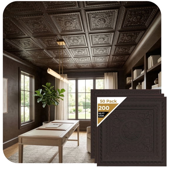 223 - La Scala 2 ft. x 2 ft. PVC Glue-up or Lay in Ceiling Tile in Black (400 Sq.ft / Pack) - 50 Pieces
