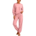 thumbnail image 5 of Stralyhd Two Piece Womens Sets Travel Vacation Long Sleeve Outfit Fall Jogger 2 Piece Lounge Set Fleece Sweat Business Matching Sets Pink XXL, 5 of 5
