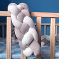 thumbnail image 3 of Protector de cuna suave y transpirable con nudos tejidos a mano, 2 metros de largo en tonos gris y blanco - ideal para decoración y seguridad del bebé, 3 of 6