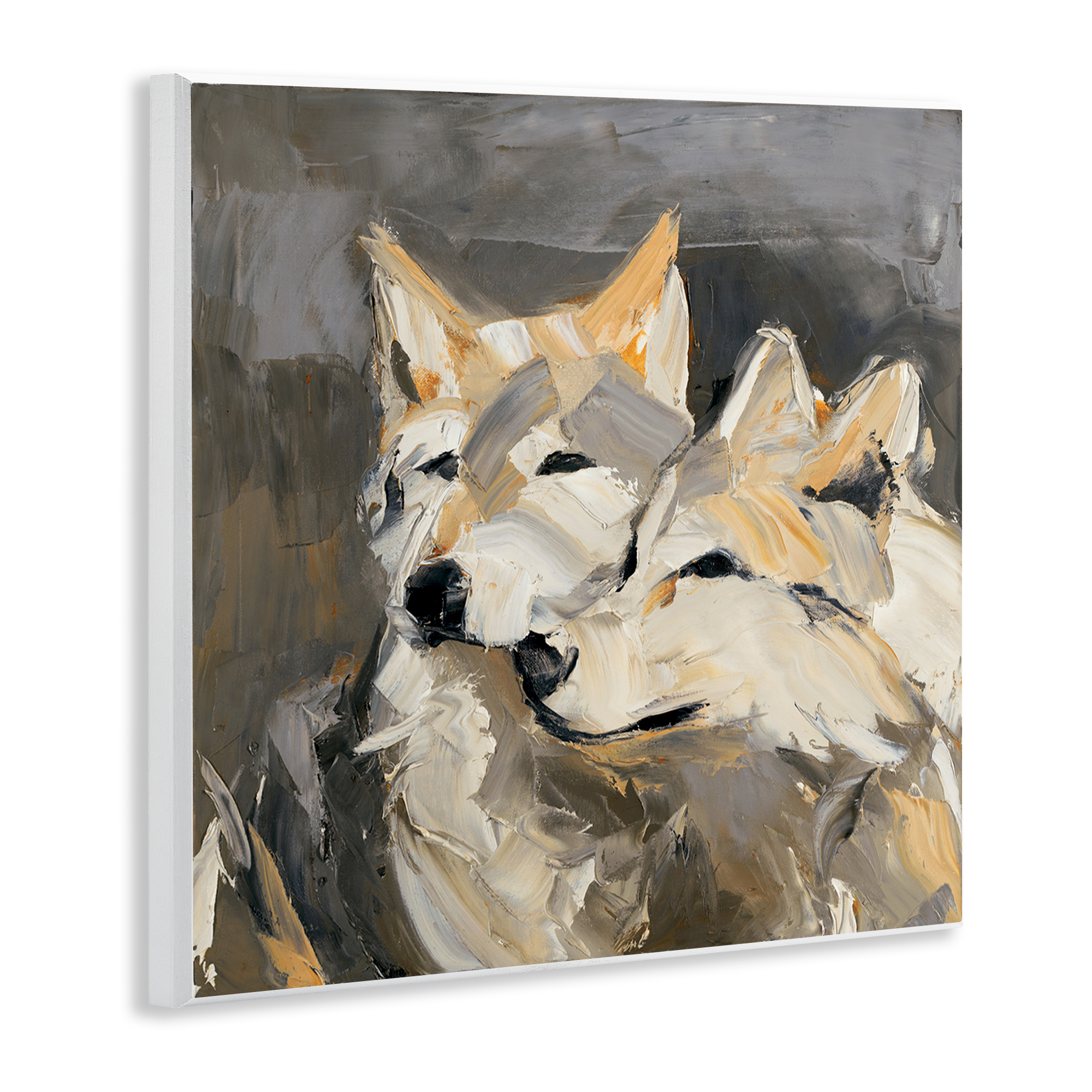 Stupell Industries Cuddling Wolf Pair Animals & Insects Painting Unframed Art Print Wall Art, 12 x 12