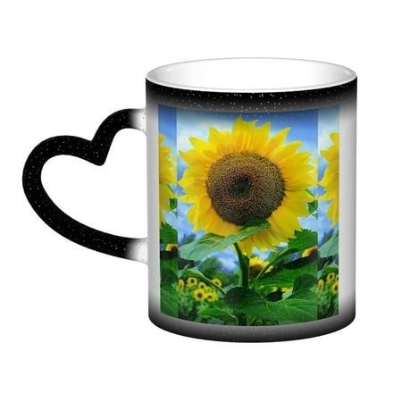 

Color changing mug in the sky Funny Coffee Milk Tea Mug Cup Big Yellow Sunflowers Flowers Ceramic Cup