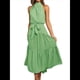 thumbnail image 2 of Vestido Bohemio de Verano para Mujer, Sin Mangas, con Estampado de Lunares, Cuello Halter, Volantes, Dobladillo y Cinturón Verde M, 2 of 9