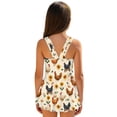 thumbnail image 2 of Xoenoiee Rooster Chicken Egg Sunflower Print Girls' Sleeveless Swimsuit with Skirt, One-Piece Ruffle Swim Dress for Toddler Little Kids, Quick Dry Bathing Suit Swimwear, Size 6-7 Years, 2 of 7