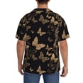 thumbnail image 3 of Susaid Modern Golden Butterfly Print Men's Polo Shirts Button Down Short Sleeve Casual Summer Beach Vintage Shirts for Men-4X-Large, 3 of 5