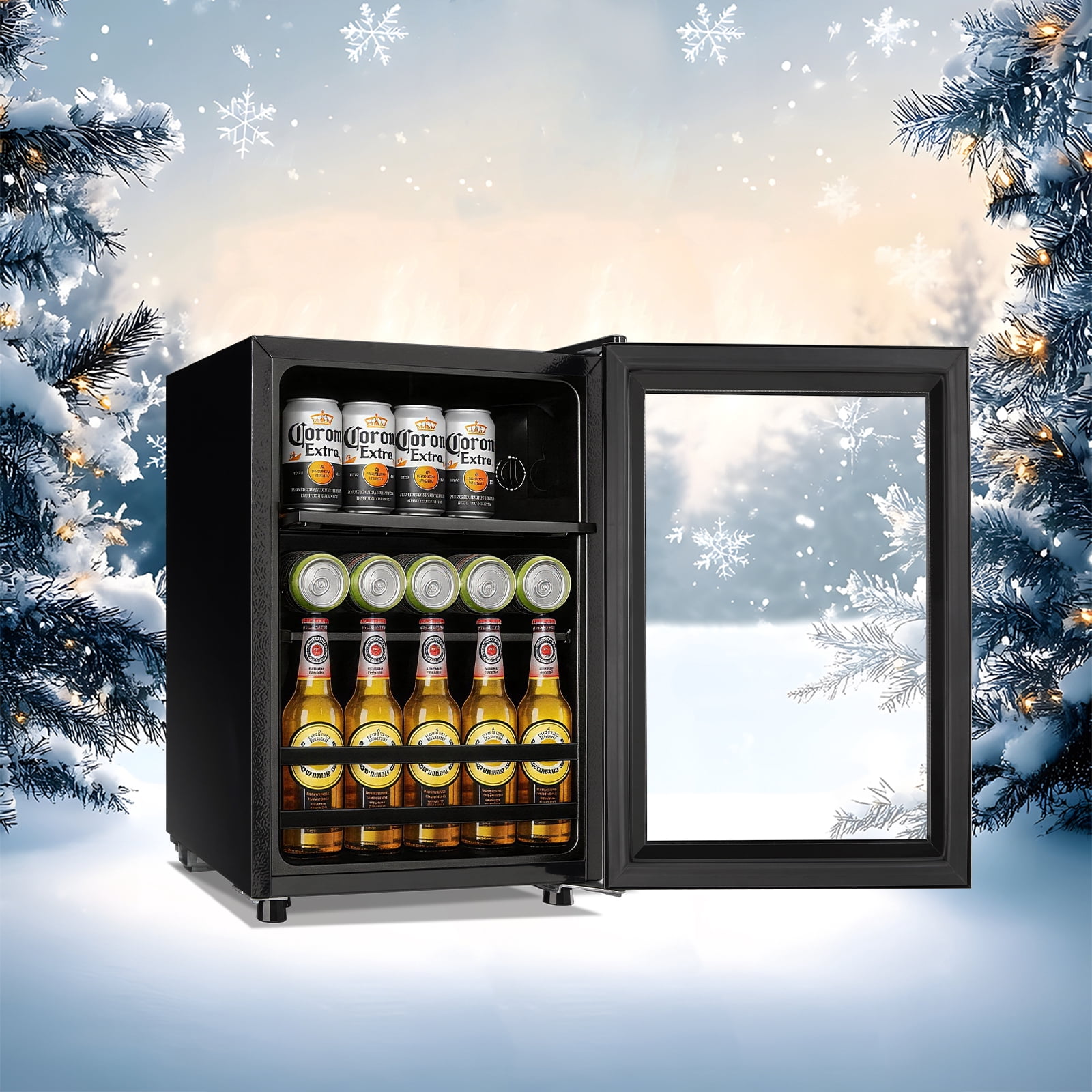 TACOOL Small Beverage Cooler 45 Can Beverage Refrigerator Cooler, 1.3Cu.Ft Drink Mini Fridge Glass Door for Soda Beer Black