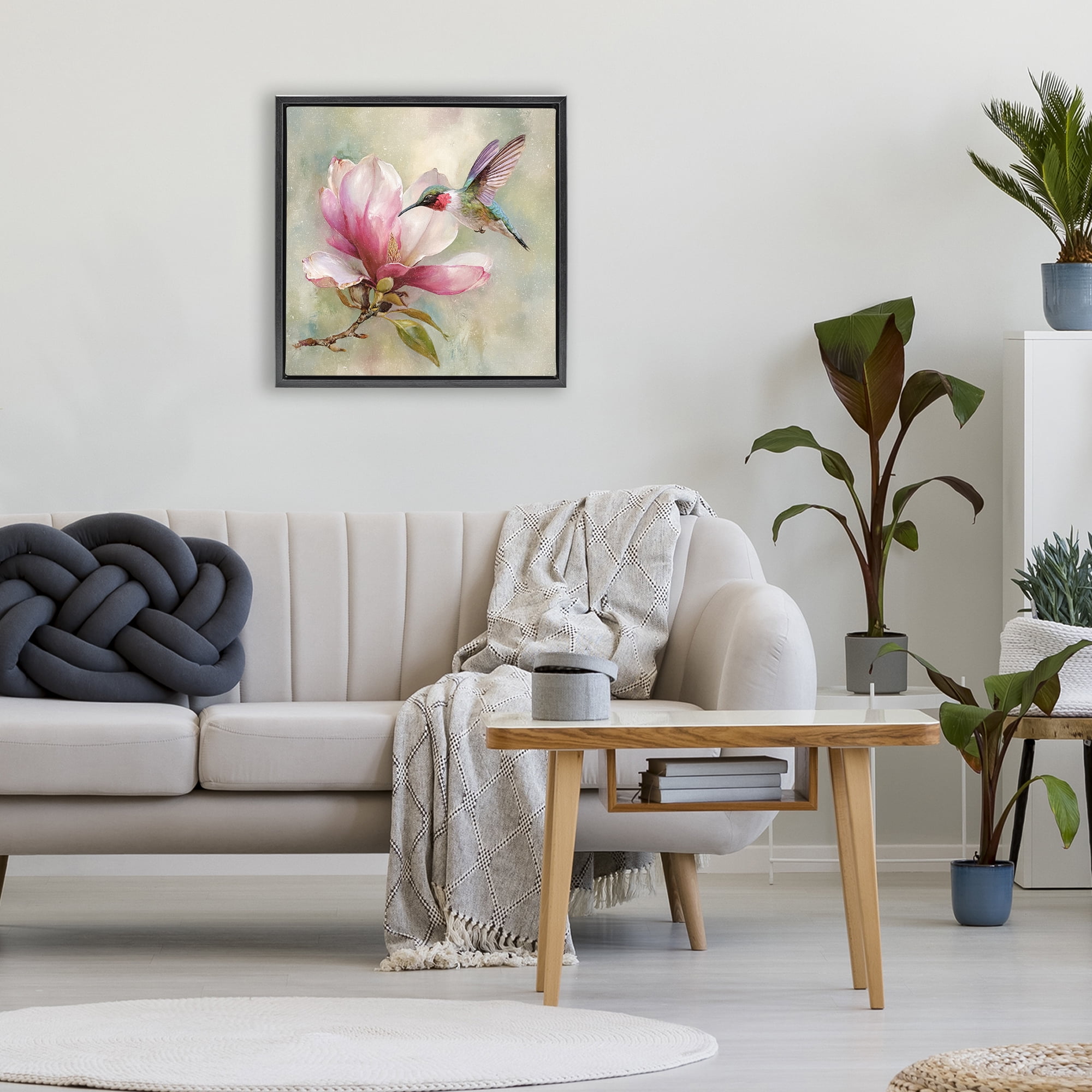 Stupell Industries Magnolia Ruby Hummingbird Black Framed Floater Canvas Wall Art, design by Tina LeCour