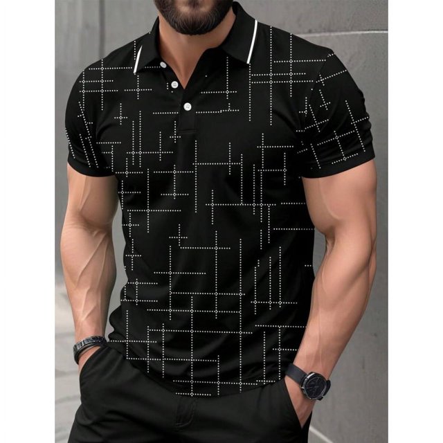 POLO à Manches Courtes Imprimé 3D, Boutons pour Hommes, T-Shirt à Manches Courtes pour Printemps et Été