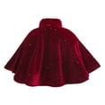 thumbnail image 2 of Capa de chal rojo para niña Vestido de primavera para niña Vestido a juego Vestido de banquete de terciopelo dorado, 2 of 5