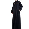 thumbnail image 6 of KIHOUT Clearance Men's and Big Men's Long Sleeve Shirt Standing Neck Pocket Long Shirt Muslim Robe Arab Middle Robe Long Style Embroidered, 6 of 9