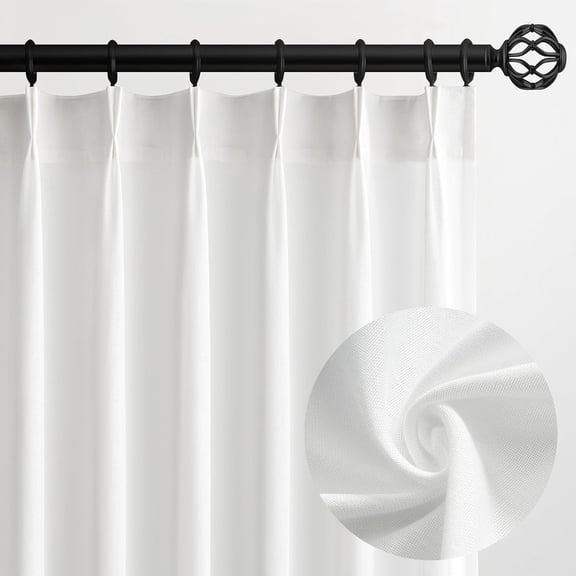 Pinch Pleated Sheer Curtains 84 Inches Long,Light Filtering Semi Sheer White Linen Curtains with Hooks Neutral Boho Farmhouse Window Drapes for Living Room Bedroom 2 Panels Set,40x84 Ivory White