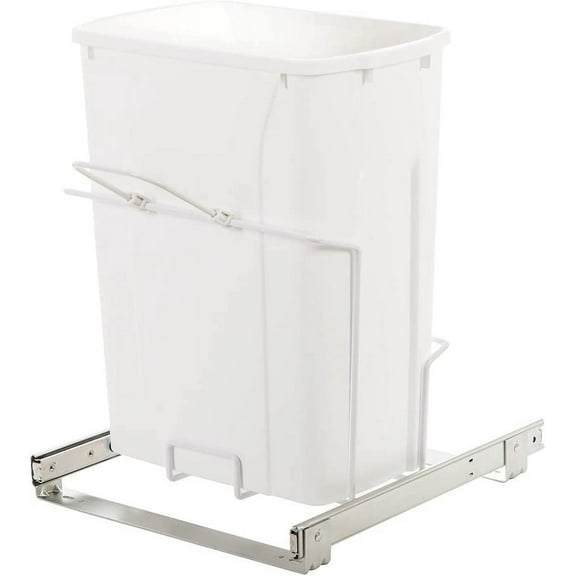 Knape & Vogt SBM15-1-35WH in-Cabinet Bottom Mount Pull Out Trash Can, 18.8" by 14.25" by 16",White