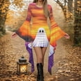 thumbnail image 2 of Frostluinai Halloween Bodycon Dress Womens Gothic s Bell Sleeve Irregular Slim Fit Mini Dress Funny Ghosts Graphic Party Dresses, 2 of 6
