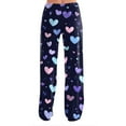 thumbnail image 7 of Fgvctg Valentine's Day Womens Pajamas Comfy Heart Print Wide Leg Pajama Sleepwear High Waisted Pjs Pant Lightweight Fall Spring Drawstring Lounge Pants with Pockets Pink L, 7 of 7