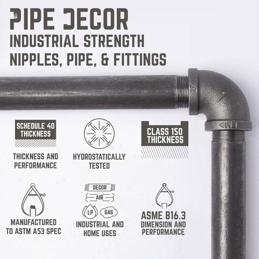 PIPE DECOR 1/2 in x 12 in, Cast iron Heavy-Duty Shelf Bracket Kit 6 Pack