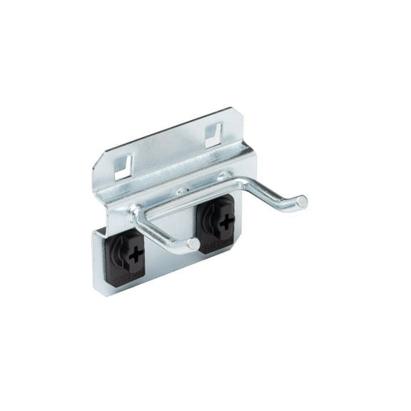 Triton Products® LocHook 1" Double Rod 30-Degree Bend 3/16"D Zinc Plated Steel Pegboard Hook for LocBoard, 5pk