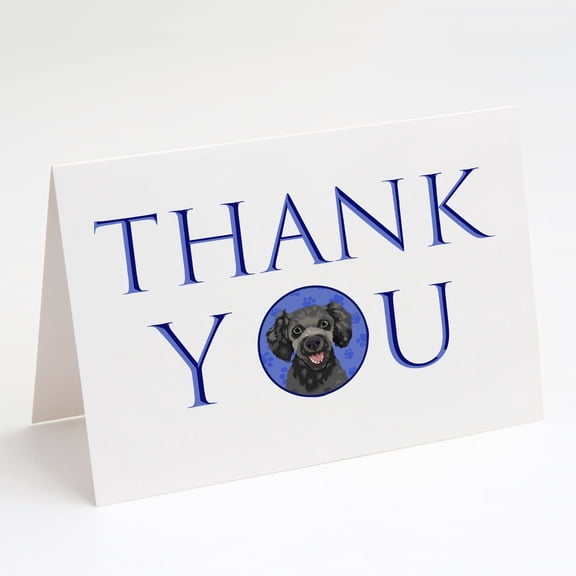 Poodle Toy Grey Thank You Greeting Cards and Envelopes Pack of 8 7 in x 5 in