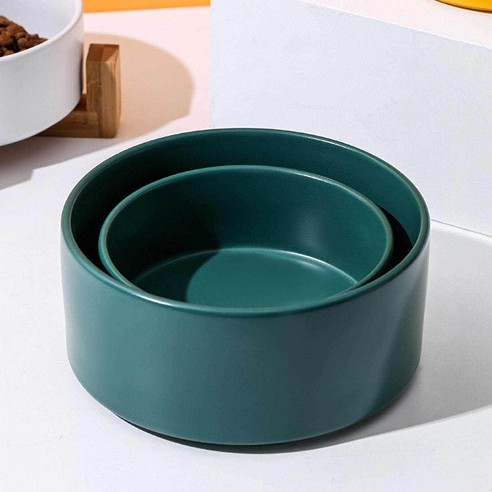 BESTSKY Cat Bowls,Wide Opening Cat Dishes,Dual-Purpose Cat Food Bowl,Yellow