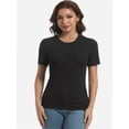 thumbnail image 6 of Womens Scoop Neck T Shirts Basic Ribbed Tees Fitted Tshirt Plain Short Sleeve Tops Casual, 6 of 6