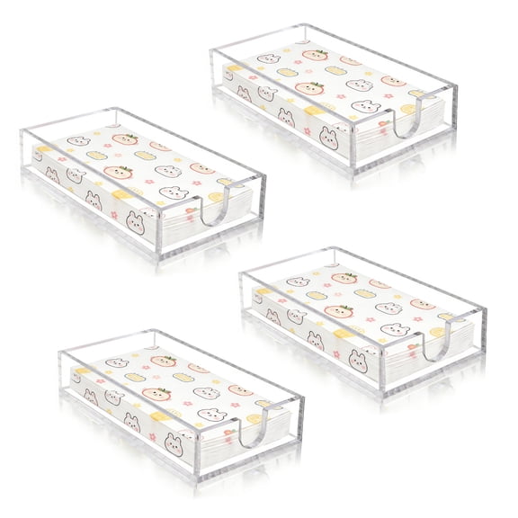 4-Pack Clear Acrylic Napkin Holder Box, Transparent U-Shaped Tissue Organizer Tray, 9.0 x 5.0 x 1.8 in, Dining Table Napkin Storage