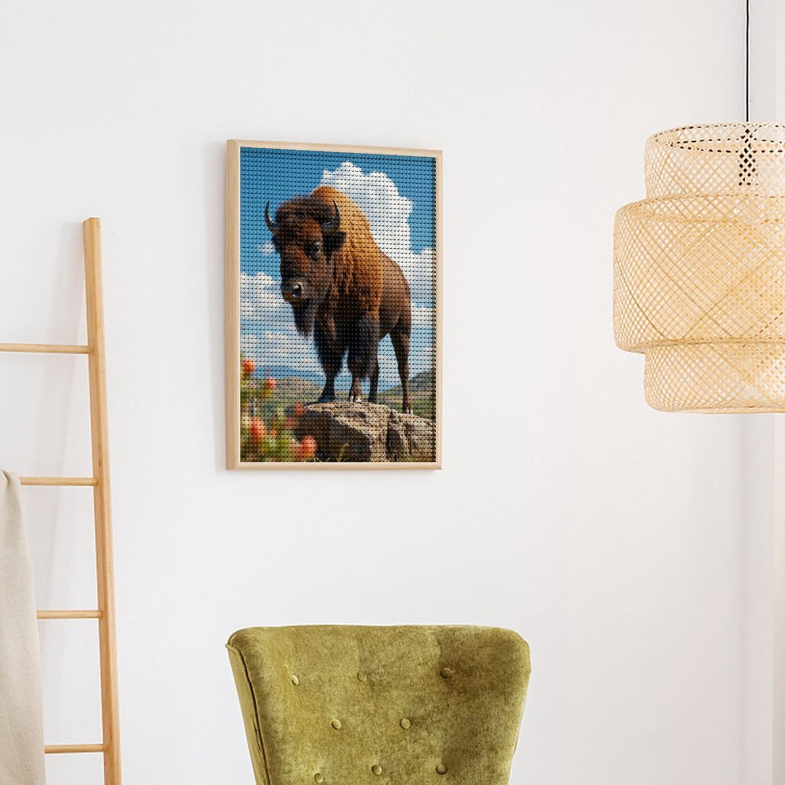 Diamond Art Kits for Adults - Mighty Bison On Rocky Vista 5d Diamond Painting for Adults, Diamond Art for Adults Beginners, Frameless Diamond Painting Kits for Adults for Home Wall Decor