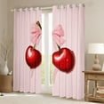 thumbnail image 2 of Feelyou Pink Bowknot Cherry Blackout Curtains Set of 2 (52x84 Each) for Kids, Kawaii Princess Ribbon Window Curtains, Fairy Tale Style Curtains and Drapes, Curtains and Drapes Decor, 2 of 6