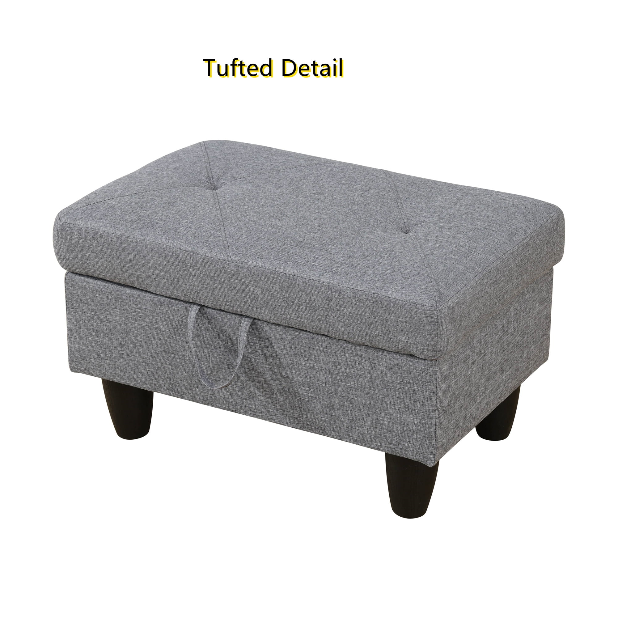 Aukfa 29" Storage Ottoman Bench for Sectional Sofa Set, Lift Top, Linen, Gray