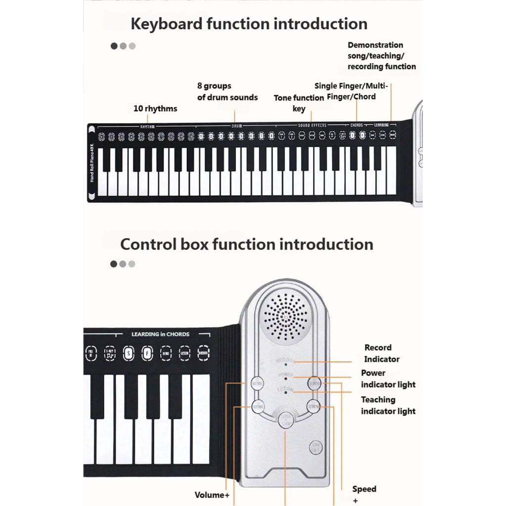 Practical 49 Key Piano Features Foldable Design USB Connectivity Built in Speaker Silicone Materials for Compacts Living