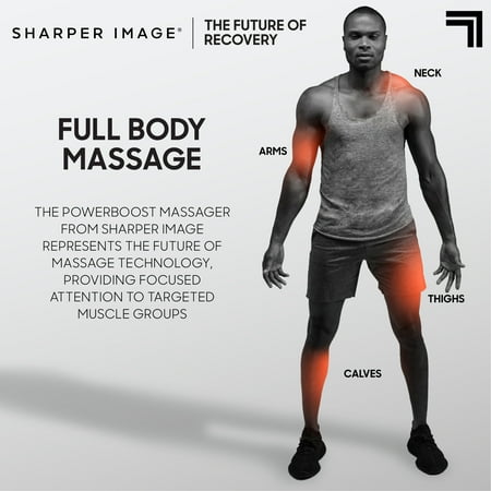 Sharper Image Powerboost Deep Tissue Percussion Massage Gun for Full Body Recovery, 5 Attachments, Whisper Quiet, Rechargeable