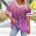 thumbnail image 4 of Plus Size T-Shirt for Women Oversized Short Sleeve V Neck Graphic Trendy Casual Loose Fit Summer Tops (M, Purple), 4 of 6
