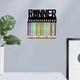 thumbnail image 5 of Runner Medal Holder Hangers Medal Display Rack Organizer Small Black Metal Iron Shelf Frame Medal Ribbon Plaques Hanger Wall Mounted with 14 Hook for Race Athlete Marathon Black 11.4x5Inch, 5 of 9