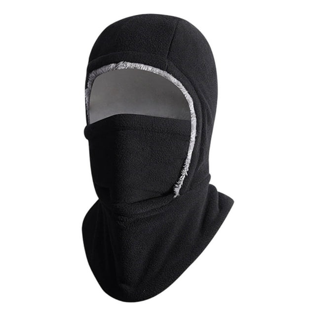 Black Black Warm Fleece Balaclava Hood Outdoor Winter Face Neck Cover For Cold Weather