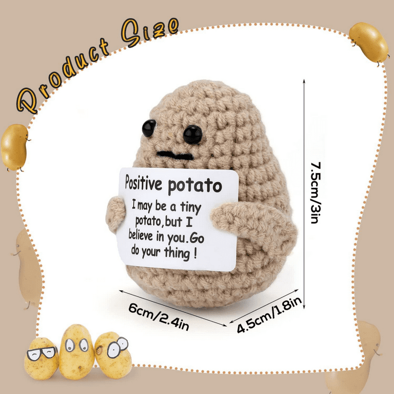 Positive Potato, 2 Inch Funny Positive Potato Gift Cute Creative Knitted  Crochet Positive Potato Interesting Wool Potato Doll Toy for Party