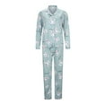 thumbnail image 4 of DHFJKG Womens Pajamas Set Lightweight Sleepwear Printed Long Sleeve Turndown Collar Button Down Top Elastic Waist Loose Fit Straight Leg Pants 2 Piece Loungewear Leisure Homewear, 4 of 7